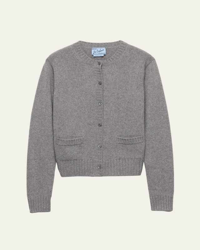 Ribbed Trim Cashmere Cardigan